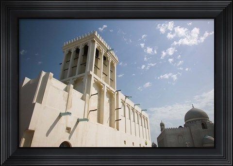 Framed Qatar, Ad Dawhah, Doha. Heritage House Museum- Traditional Badgir (Wind Tower) built in 1935 Print