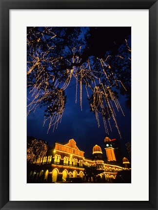 Framed Sultan Abdul Samad Building across from Independance Square outlined in lights at night in Kuala Lumpur Malaysia Print