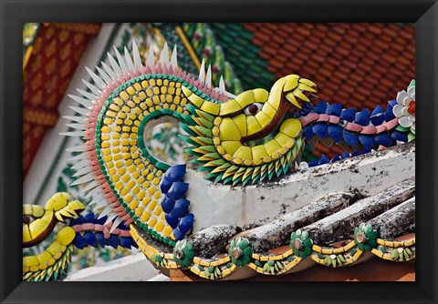 Framed Decorative dragon, Wat Pho, Bangkok, Thailand Print