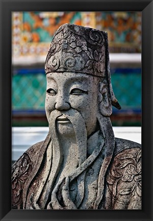 Framed Farang Guard, Wat Pho, Bangkok, Thailand Print