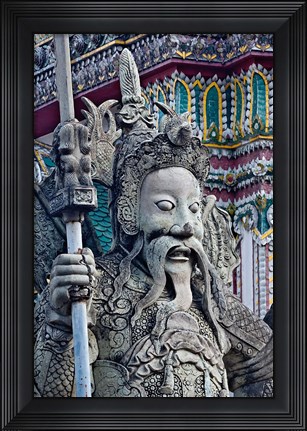 Framed Head of Farang Guard, Wat Pho, Bangkok, Thailand. Print