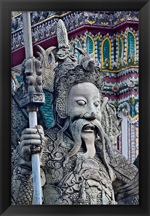 Framed Head of Farang Guard, Wat Pho, Bangkok, Thailand. Print