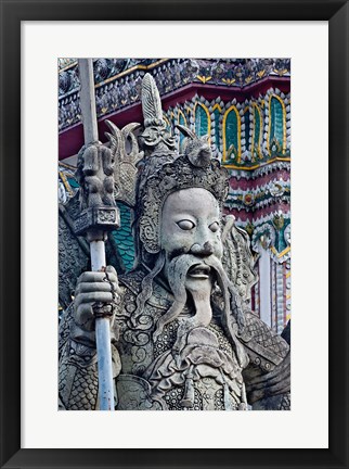 Framed Head of Farang Guard, Wat Pho, Bangkok, Thailand. Print