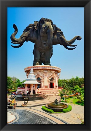 Framed Giant three headed elephant, the Erawan Museum in Samut Prakan, Bangkok, Thailand Print