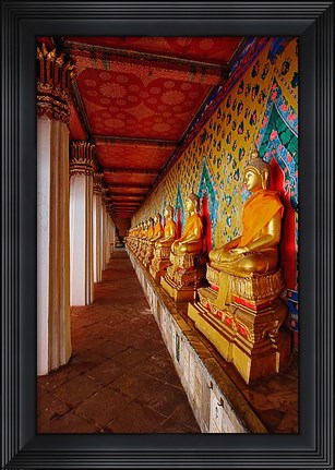 Framed Line of Buddhas, Wat Arun, Bangkok, Thailand Print