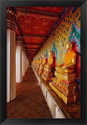 Framed Line of Buddhas, Wat Arun, Bangkok, Thailand Print