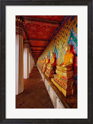 Framed Line of Buddhas, Wat Arun, Bangkok, Thailand Print