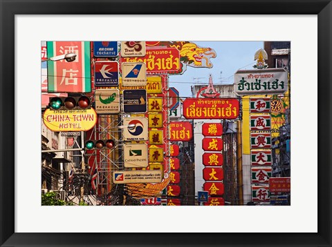 Framed Signs in Chinatown, Bangkok, Thailand Print