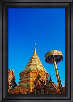 Framed Wa Phra That Doi Suthep Rajvoravihara, Chiang Mai, Thailand Print
