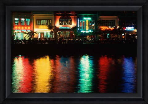 Framed Popular night spot at Boat Quay. Print