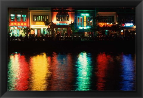 Framed Popular night spot at Boat Quay. Print