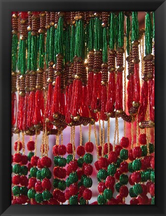 Framed Beads hang in a store in Kathmandu, Nepal. Print