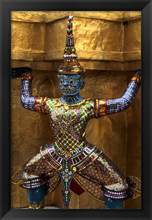 Framed Close-up of beautiful gold decorations at Emerald Buddha in Grand Palace in Bangkok Thailand Print