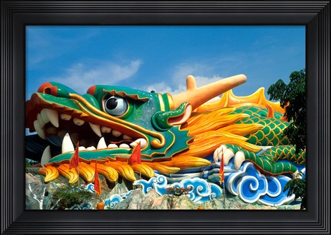 Framed Famous Dragon at Haw Par Villa in Singapore Asia Print