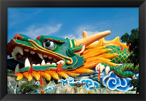 Framed Famous Dragon at Haw Par Villa in Singapore Asia Print