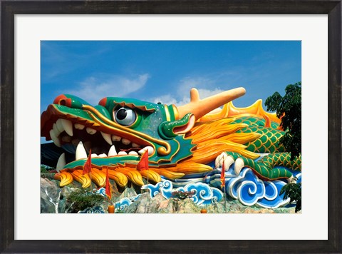 Framed Famous Dragon at Haw Par Villa in Singapore Asia Print