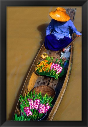 Framed Floating Market at Damnernsaduak near Bangkok Thailand (MR) Print