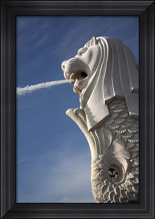 Framed Singapore. Merlion statue in the Merlion Park Print