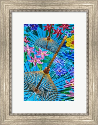Framed Decorative umbrellas, Chiang Mai, Thailand Print