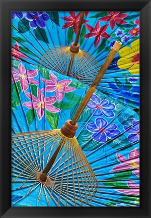 Framed Decorative umbrellas, Chiang Mai, Thailand Print