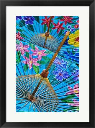 Framed Decorative umbrellas, Chiang Mai, Thailand Print