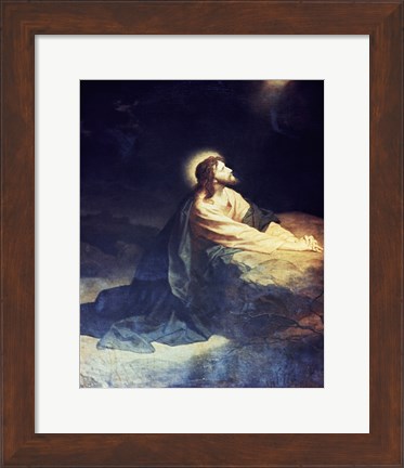 Framed Christ in the Garden of Gethsemane Heinrich Hoffmann (1824-1911 German) Print