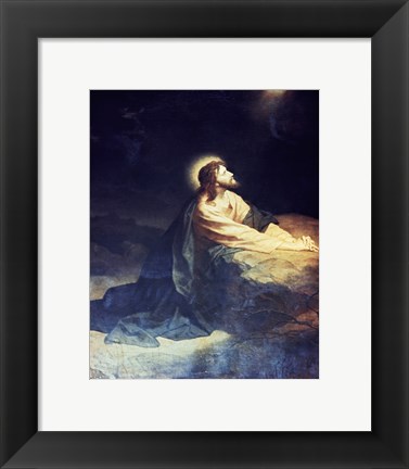 Framed Christ in the Garden of Gethsemane Heinrich Hoffmann (1824-1911 German) Print