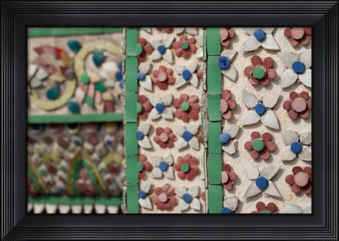 Framed Bell Tower porcelain patterns, Grand Palace, Bangkok, Thailand Print