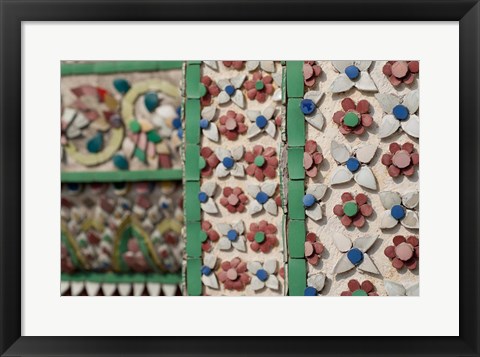 Framed Bell Tower porcelain patterns, Grand Palace, Bangkok, Thailand Print