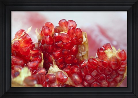 Framed Pomegranate on the street raw or made into juice, Bangkok, Thailand Print