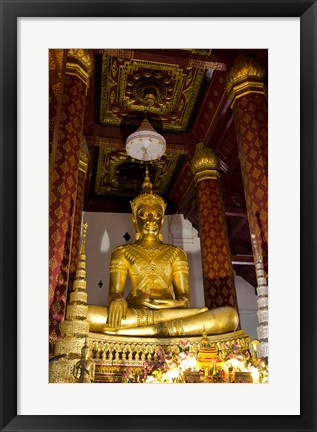 Framed Bronze cast seated Buddha covered in gold, Wat Na Phramane, Ayuthaya, Thailand Print