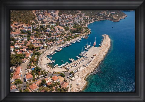 Framed Kas Harbor, Aerial, Antalya, Turkey Print