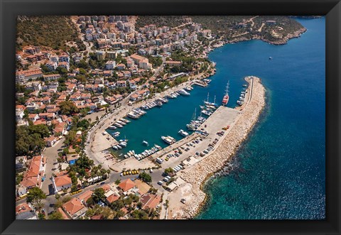 Framed Kas Harbor, Aerial, Antalya, Turkey Print