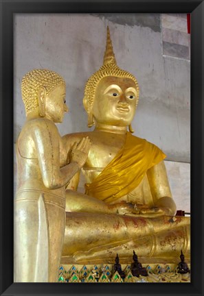 Framed Golden Buddha statue at Khunaram Temple, Island of Ko Samui, Thailand Print