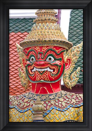 Framed Buddhist mythology yaksa, Temple of the Emerald Buddha, Bangkok, Thailand Print