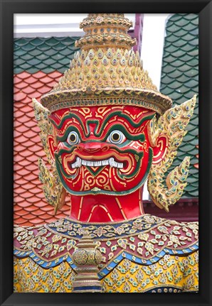 Framed Buddhist mythology yaksa, Temple of the Emerald Buddha, Bangkok, Thailand Print