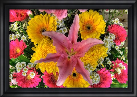Framed Thailand, Bangkok Close-up of flowers on display at market Print