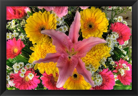 Framed Thailand, Bangkok Close-up of flowers on display at market Print