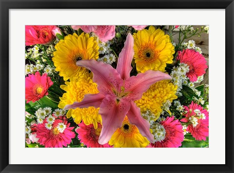 Framed Thailand, Bangkok Close-up of flowers on display at market Print