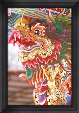 Framed Thailand, Bangkok Dragon in chinese temple Print