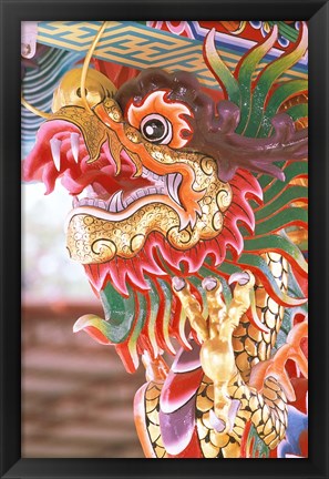 Framed Thailand, Bangkok Dragon in chinese temple Print