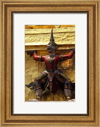 Framed Thai Guardians and Detail of the Grand Palace, Bangkok, Thailand Print