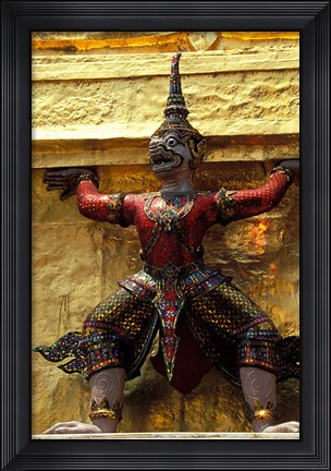 Framed Thai Guardians and Detail of the Grand Palace, Bangkok, Thailand Print