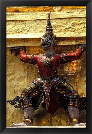 Framed Thai Guardians and Detail of the Grand Palace, Bangkok, Thailand Print