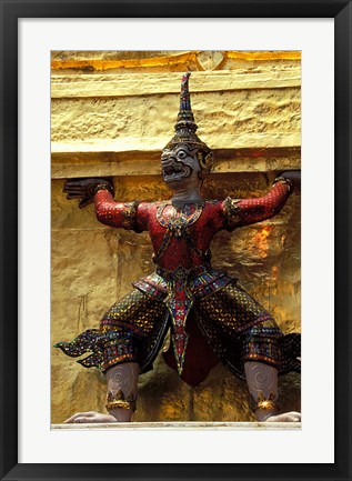 Framed Thai Guardians and Detail of the Grand Palace, Bangkok, Thailand Print