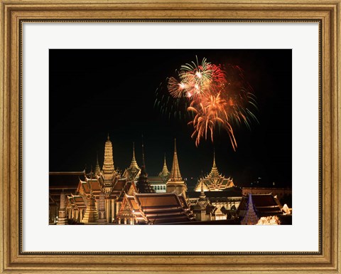 Framed Emerald Palace During Commemoration of King Bumiphol&#39;s 50th Anniversary, Thailand Print