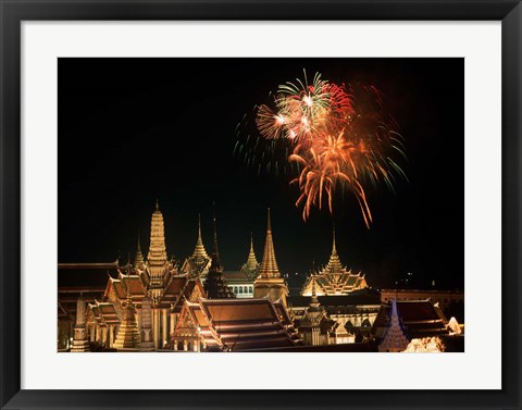 Framed Emerald Palace During Commemoration of King Bumiphol&#39;s 50th Anniversary, Thailand Print