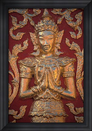 Framed Gold Leafed Deatil at Wat Doi Suthep, Chiang Mai, Thailand Print