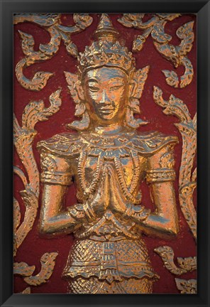 Framed Gold Leafed Deatil at Wat Doi Suthep, Chiang Mai, Thailand Print