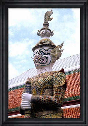 Framed Close-up of Statue at Emerald Palace in Grand Palace, Bangkok, Thailand Print
